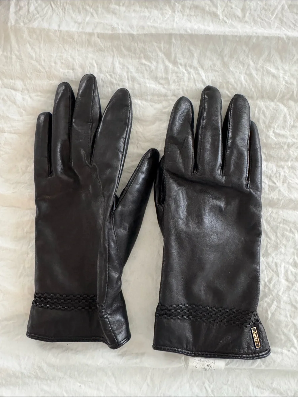 Auclair 1945 Women’s Black Genuine Leather Winter Gloves Size 71/2